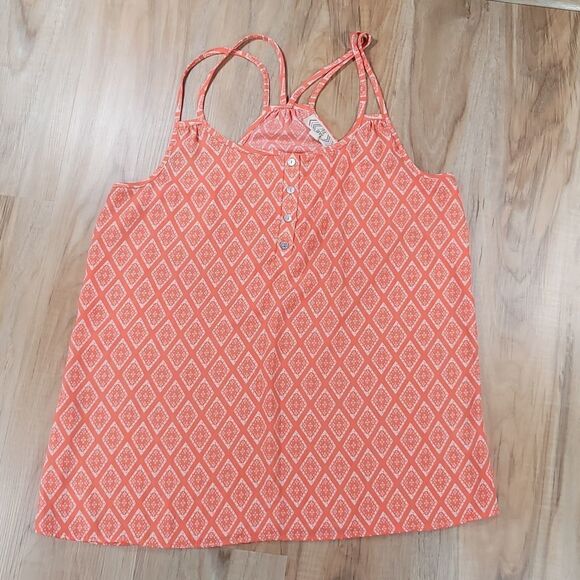 🔹️Pink Rose Orange Strappy Lightweight Tanktop Large - Picture 1 of 10